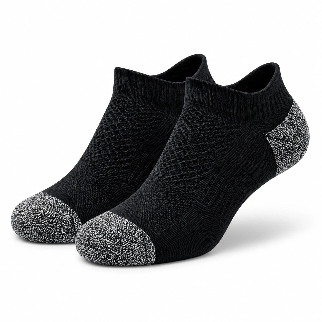 Chaussettes de sport 43-46 en maille textile noire et grise à col côtelé