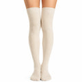 Chaussettes hautes 35-38 en maille crème style côtelé