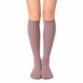 Chaussettes hautes femme 35-38 vieux rose maille côtelée style classique