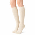 Chaussettes hautes 39-42 en maille écrue côtelées pour usage quotidien